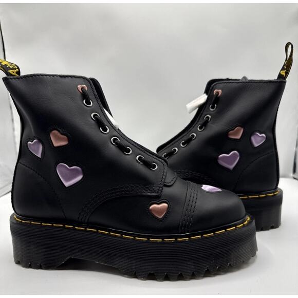 Dr Martens Womens Size 8 Sinclair Heart Platform Boots Zipper Laces Brand New - Picture 1 of 11
